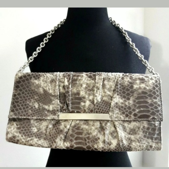 Sondra Roberts Faux Crocodile Snakeskin Clutch - Picture 1 of 8